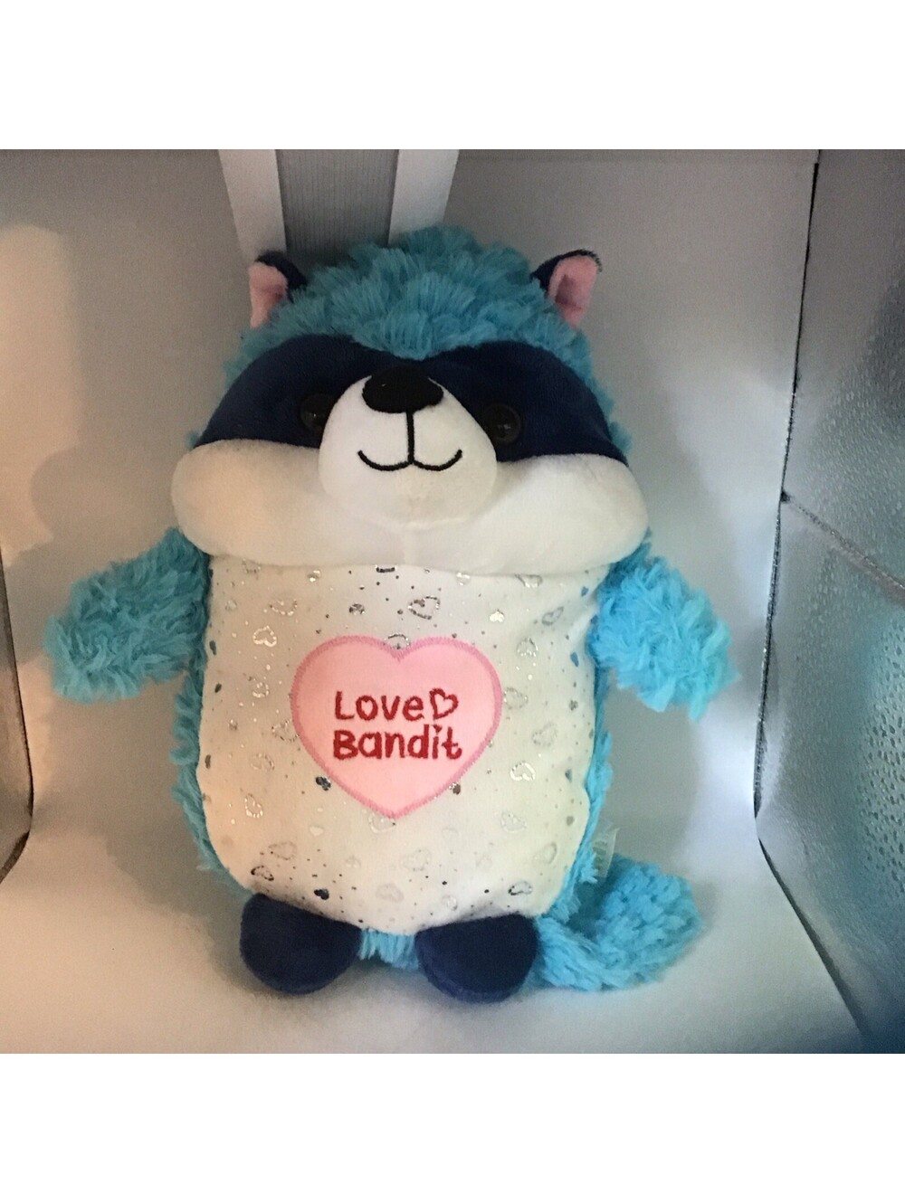 Homerbest Blue Raccoon Plush Love Bandit Valentines Heart Stuffed Animal Toy